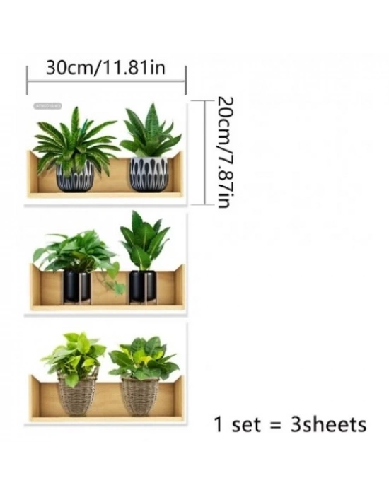 Raflı Bitki Tasarımlı Yapışkanlı Sticker 20*30 cm 3lü Set