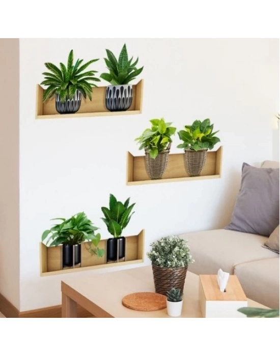 Raflı Bitki Tasarımlı Yapışkanlı Sticker 20*30 cm 3lü Set