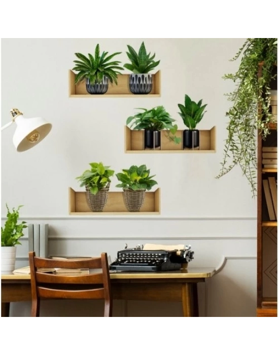 Raflı Bitki Tasarımlı Yapışkanlı Sticker 20*30 cm 3lü Set