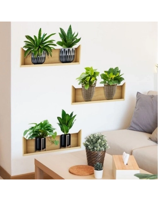 Raflı Bitki Tasarımlı Yapışkanlı Sticker 20*30 cm 3lü Set MC-663