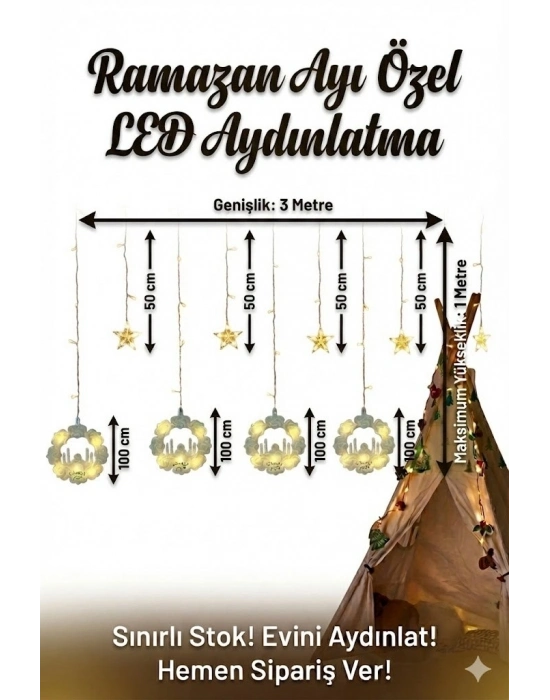 Ramazan Perde LED Işık 3 Metre