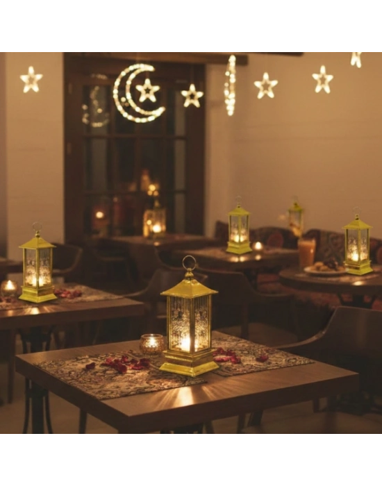 Ramazan Temalı Gold Kare Kubbe LED Lamba