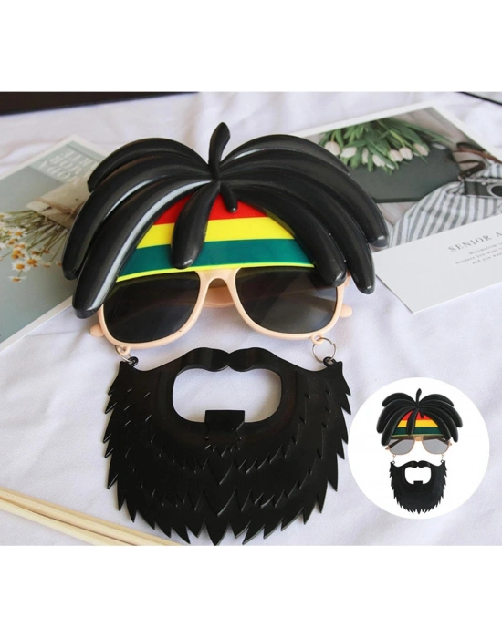 Rasta Peruklu Rasta Sakallı Bob Marley Bıyıklı Parti Gözlüğü 27x18 Cm