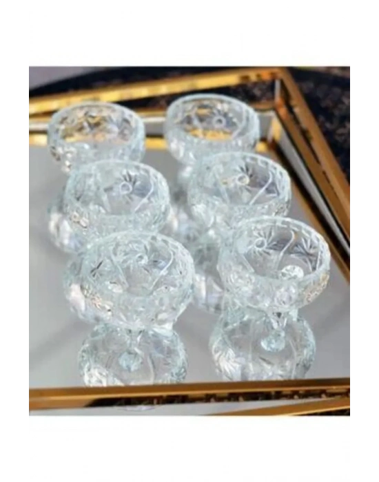 Rayan Cam Ayaklı Kase 6lı Kristal Görünüm