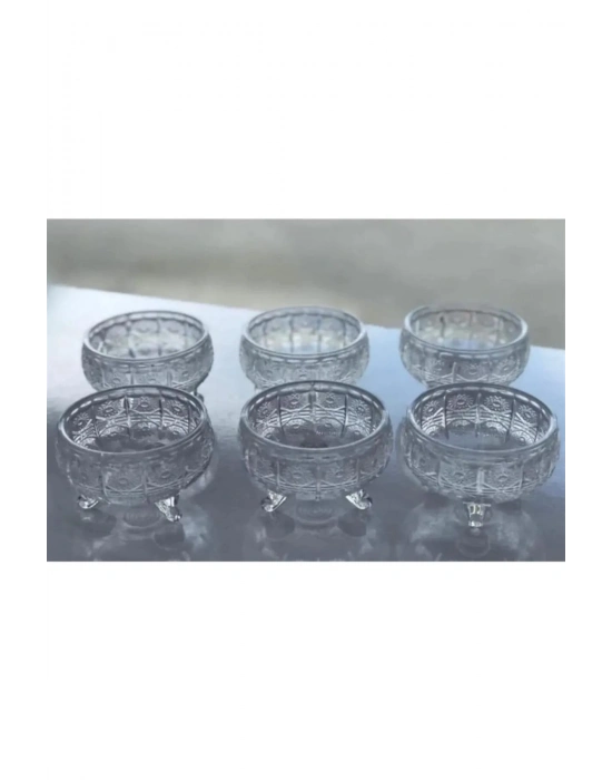 Rayan Cam Ayaklı Kase 6lı Kristal Görünüm