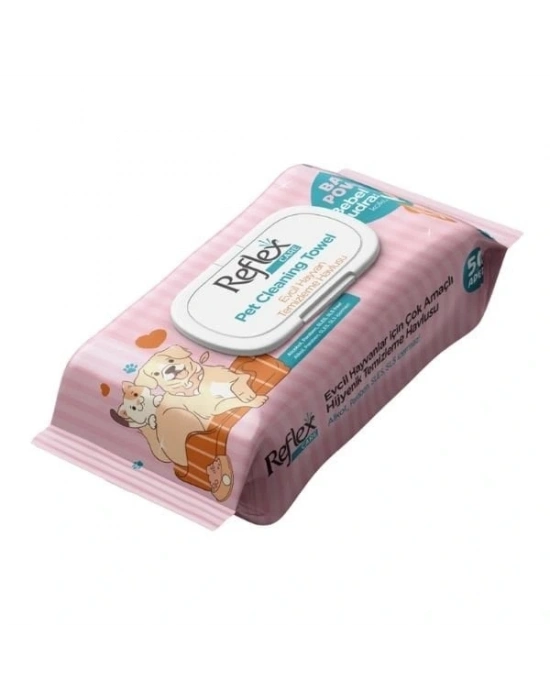 Reflex Care Kedi ve Köpekler için Hijyenik Temizleme Havlusu 50 Adet
