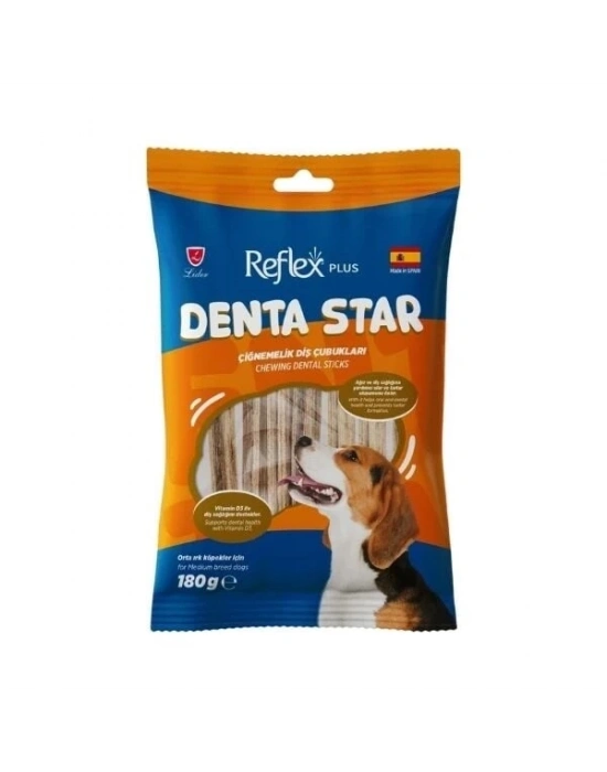 Reflex Plus Denta Star Çiğnemelik Diş Çubukları Orta Irk Yetişkin Köpek Ödül Maması 1 Adet 180 Gr