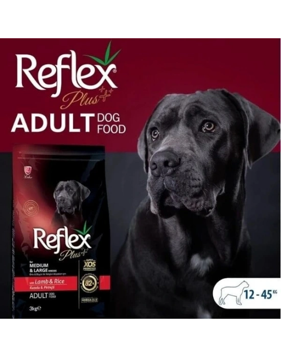 Reflex Plus Kuzulu Orta ve Büyük Irk Yetişkin Köpek Maması 3 Kg