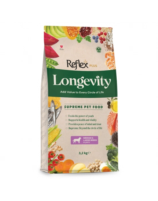 Reflex Plus Longevity Hipoalerjenik Orta ve Büyük Irk Yavru Köpek Maması 3,2kg