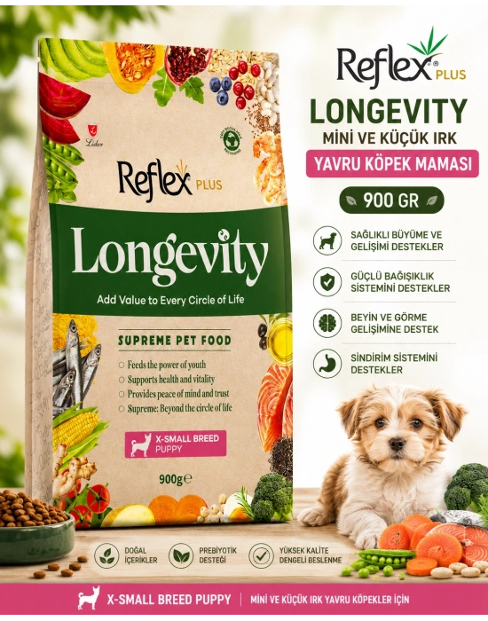Reflex Plus Longevity Mini ve Küçük Irk Yavru Köpek Maması 900 Gr
