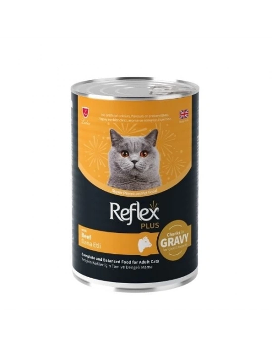 Reflex Plus Sos İçinde Dana Etli Yetişkin Konserve Kedi Maması 1 Adet 400 Gr