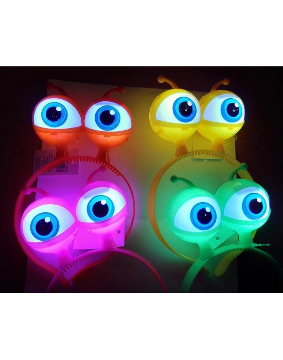 Rengarenk 3 Farklı Fonksiyonda Yanan Led Işıklı Uzaylı Göz Taç 1 Adet 18x12 Cm