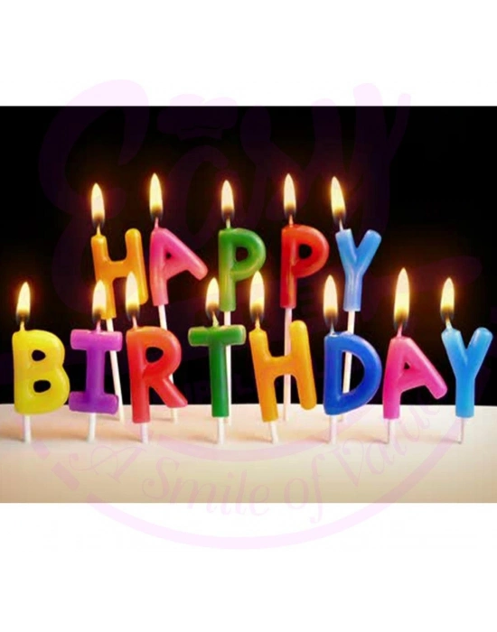 Rengarenk Happy Birthday Yazılabilen Doğum Günü Mumu