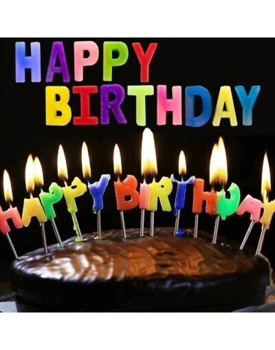 Rengarenk Happy Birthday Yazılabilen Doğum Günü Mumu