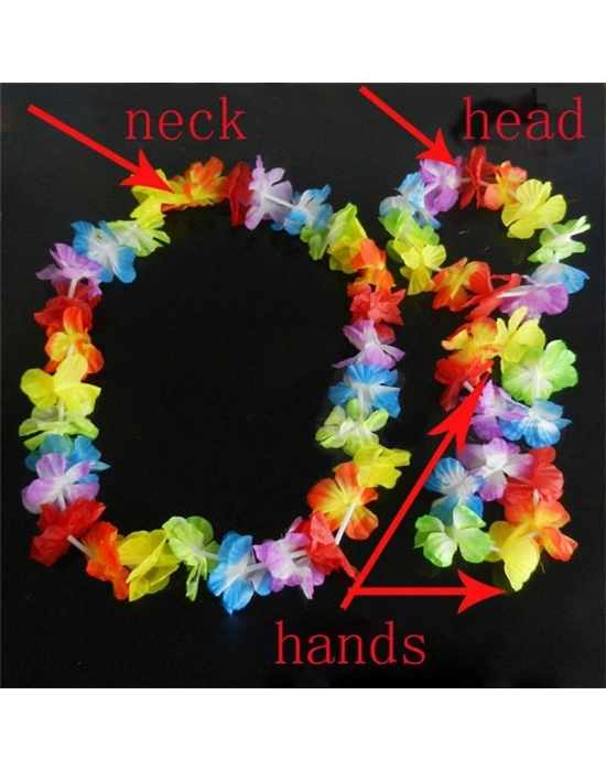 Rengarenk Hawaii Kolye Taç Bileklik Seti 4 Parça