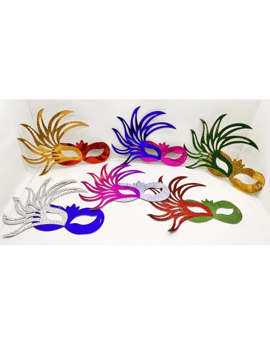 Rengarenk Kağıt Parti Balo Maskesi 6 Adet