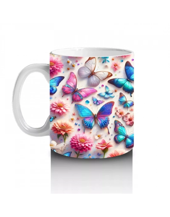 Rengarenk Kelebek Desenli Pop Sanat Kupa – Baskılı Kupa Bardak