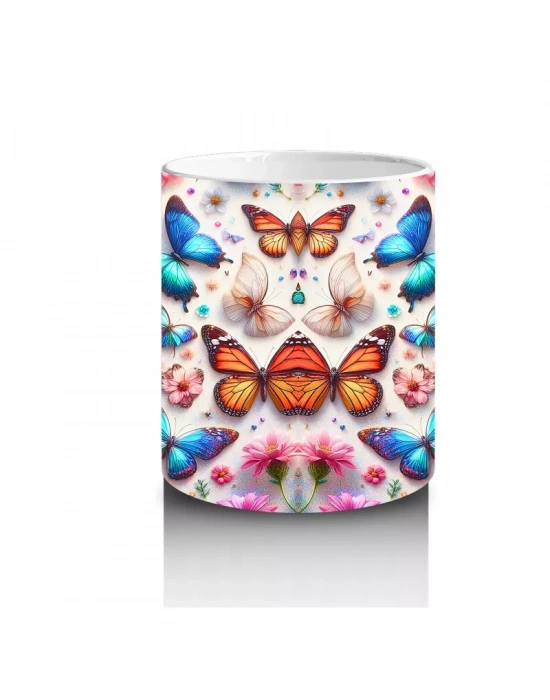 Rengarenk Kelebek Desenli Pop Sanat Kupa – Baskılı Kupa Bardak