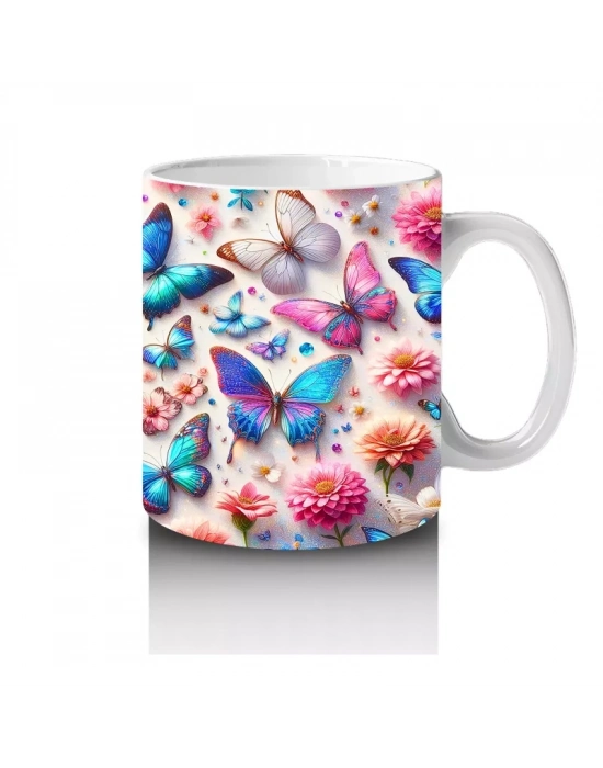 Rengarenk Kelebek Desenli Pop Sanat Kupa – Baskılı Kupa Bardak