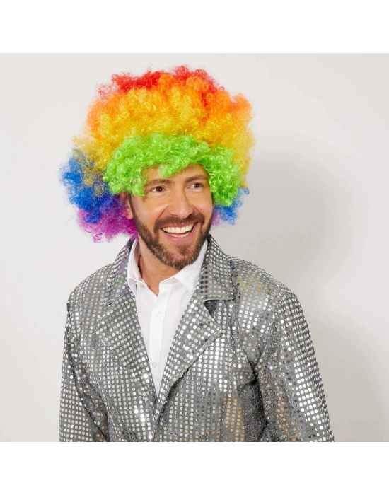 Rengarenk Kıvırcık Afro Bonus Peruk