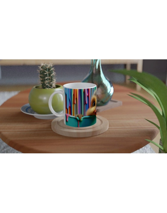 Renk Cümbüşü Arasından Bakan Civciv Temalı Baskılı Kupa Bardak