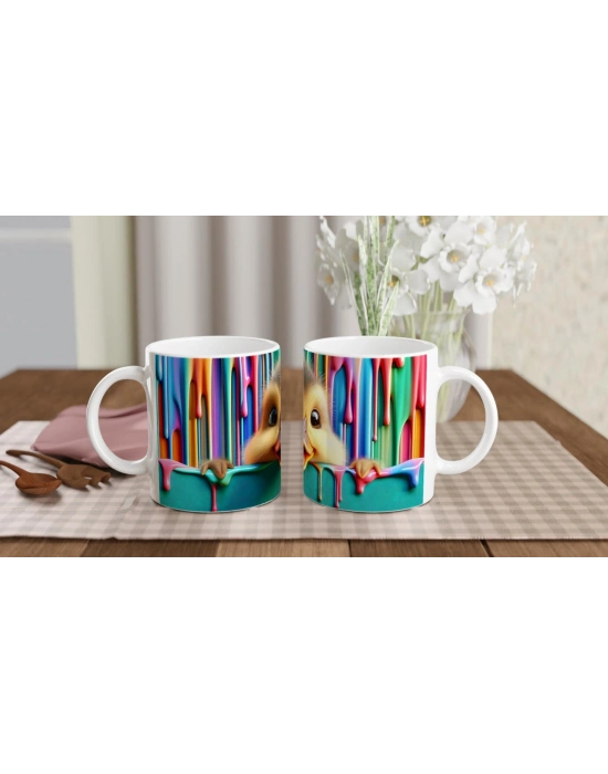 Renk Cümbüşü Arasından Bakan Civciv Temalı Baskılı Kupa Bardak