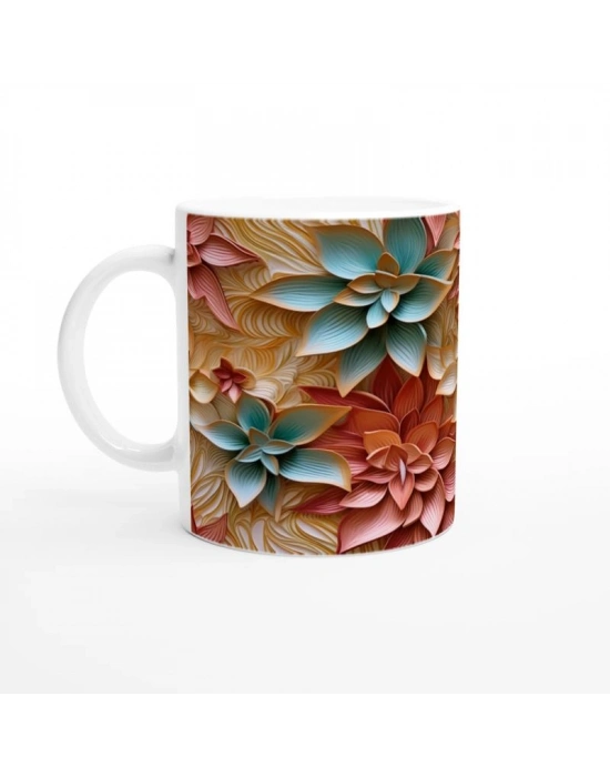 Renk Cümbüşü Çiçek Desenli Kupa Bardak