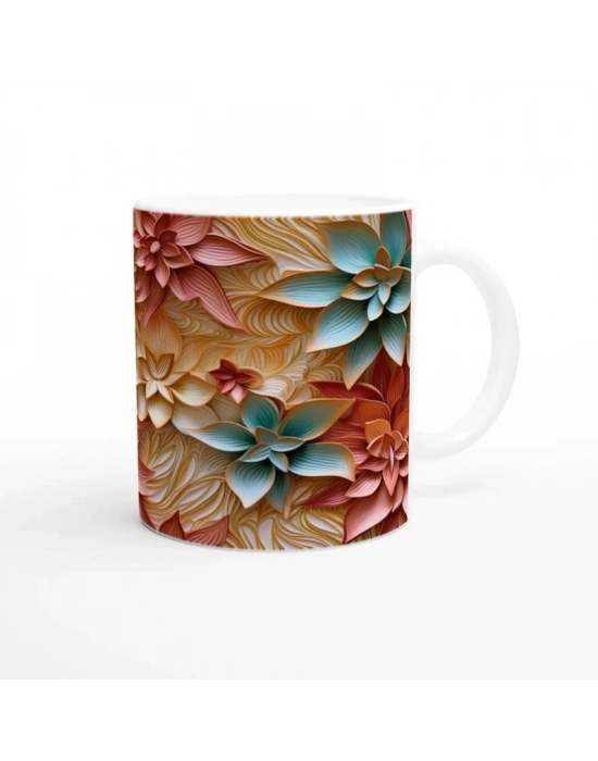 Renk Cümbüşü Çiçek Desenli Kupa Bardak