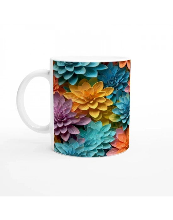 Renk Cümbüşü Çiçekli Kupa Bardak