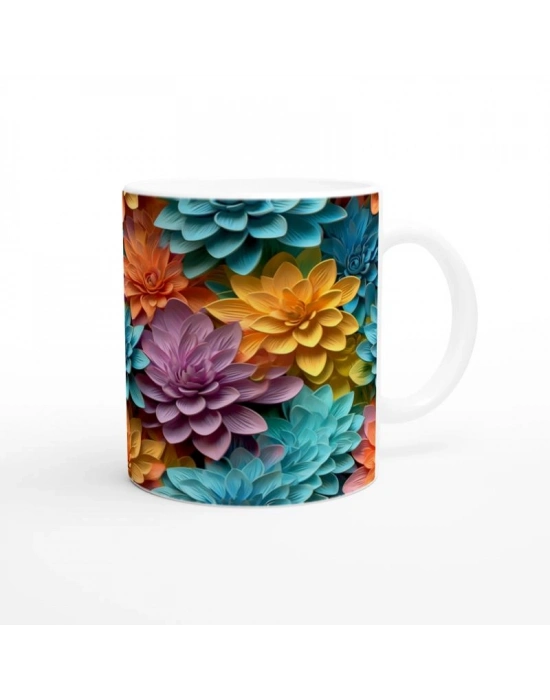 Renk Cümbüşü Çiçekli Kupa Bardak