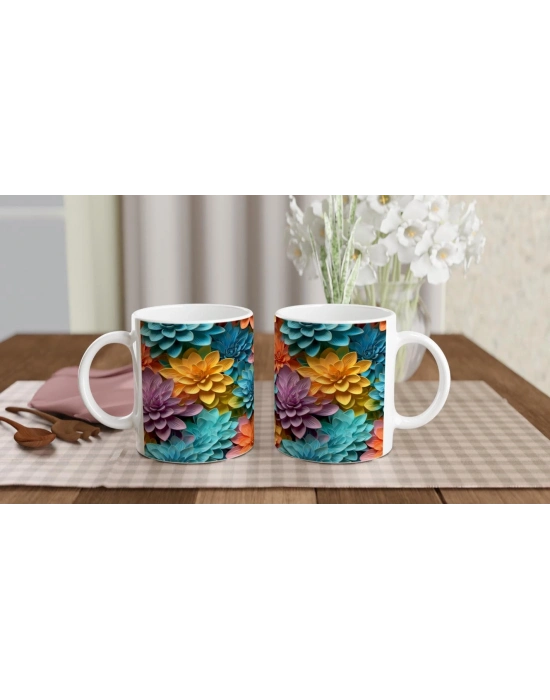 Renk Cümbüşü Çiçekli Kupa Bardak