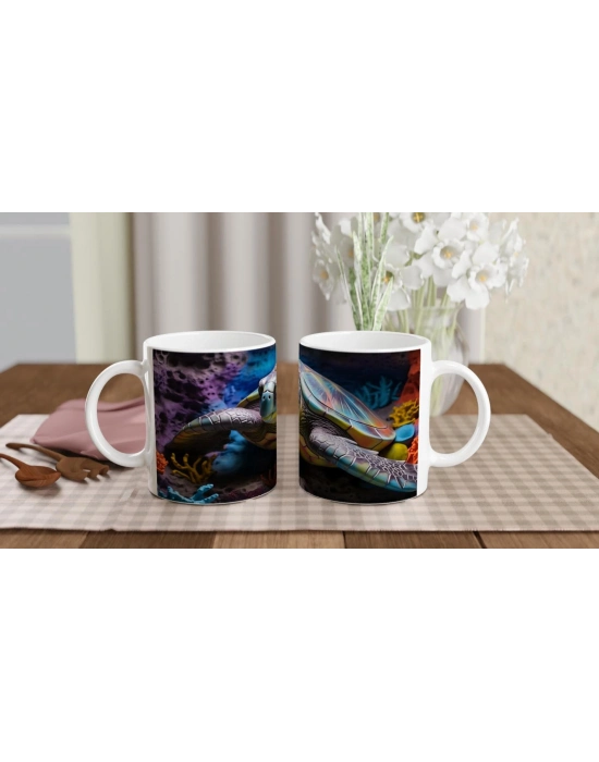 Renk Cümbüşü İçindeki Deniz Kaplumbağası Kupa Bardak