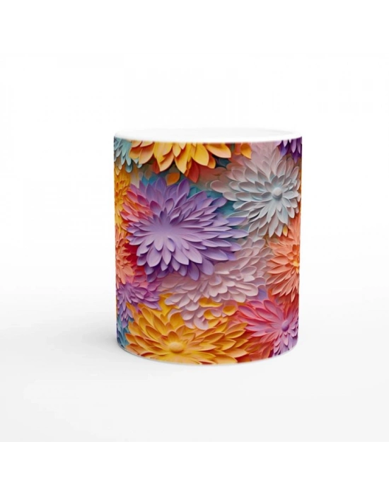 Renk Cümbüşü Şakayık Desenli Kupa Bardak