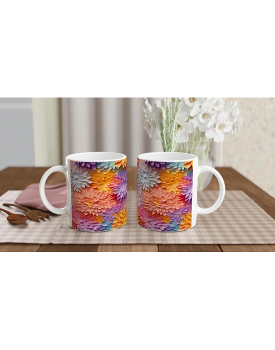 Renk Cümbüşü Şakayık Desenli Kupa Bardak