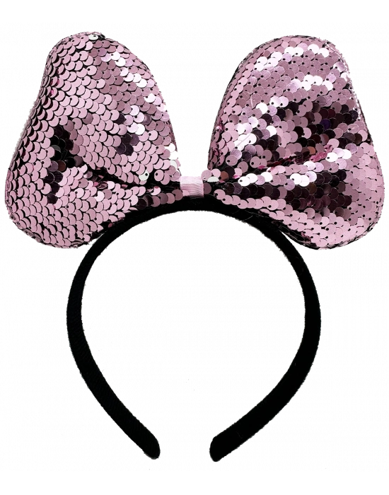 Renk Değiştiren Pullu Payetli Fiyonk Parti Tacı Pembe Gümüş Renk 20x16 Cm