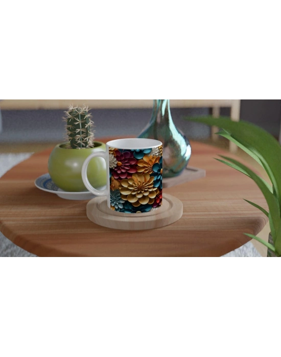 Renk Karnavalı Çiçekli Kupa Bardak