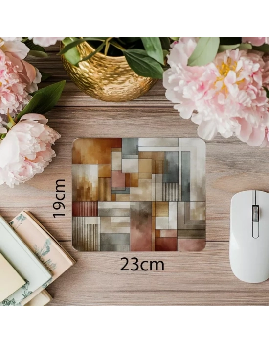 Renk Katmanlarıyla Geometrik Mousepad - 19x23 cm 2 mm Dikdörtgen İthal Baskılı Mouse Pad