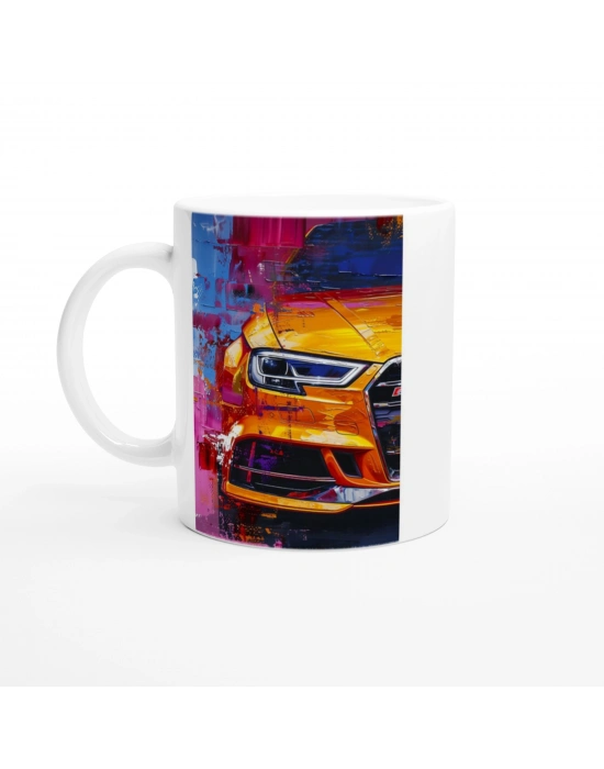 Renk Patlamalı Sarı Spor Araba Baskılı Kupa Bardak