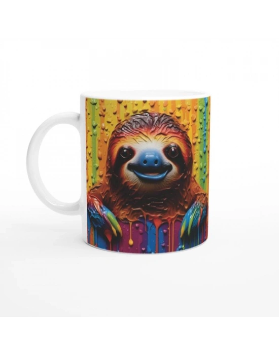 Renk Yağmurunda Gülümseyen Tembel Kupa Bardak