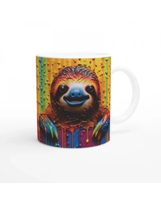 Renk Yağmurunda Gülümseyen Tembel Kupa Bardak