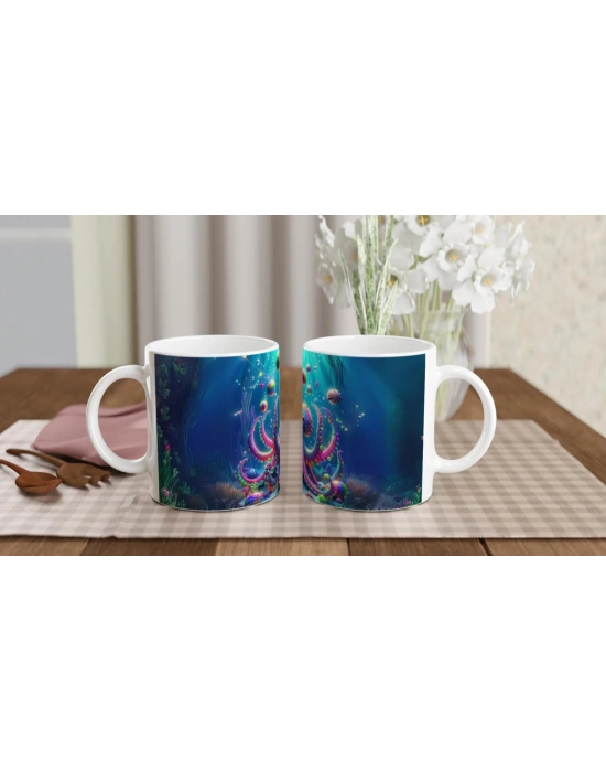 Renkli Ahtapot ve Balonlar Baskılı Kupa Bardak