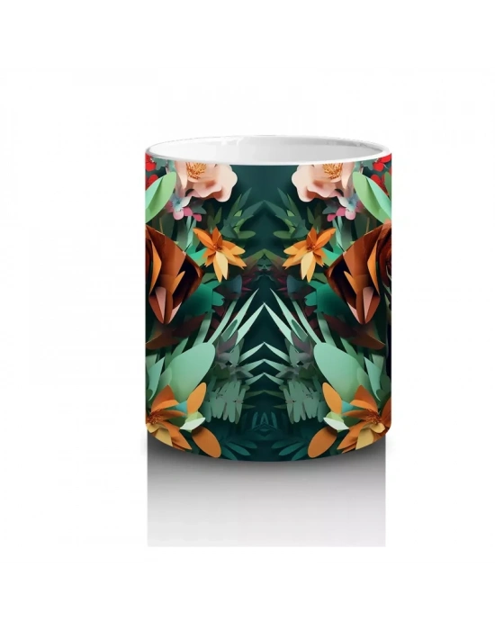 Renkli Arka Planda Ayna Simetrili Köpek – Baskılı Kahve Kupası