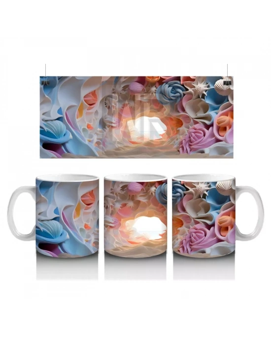 Renkli Çeşitli Kelebeklerden Oluşan Koleksiyon Deseni - Baskılı kahve kupası