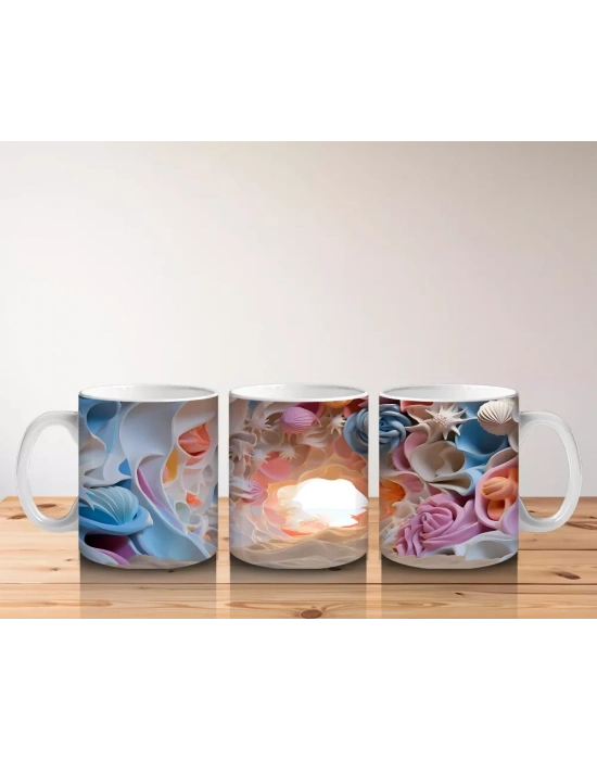 Renkli Çeşitli Kelebeklerden Oluşan Koleksiyon Deseni - Baskılı kahve kupası