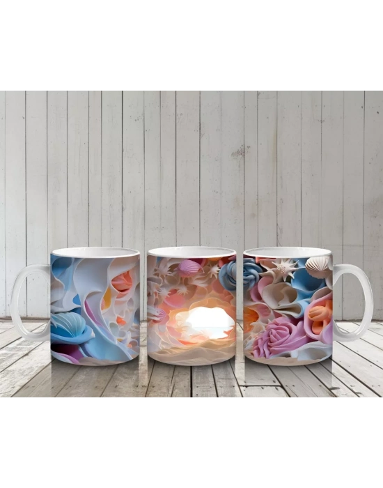 Renkli Çeşitli Kelebeklerden Oluşan Koleksiyon Deseni - Baskılı kahve kupası