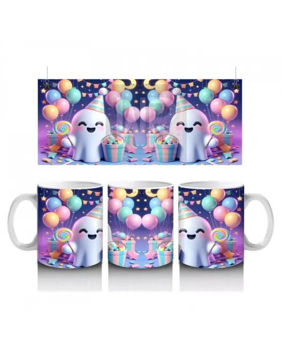 Renkli Çiçeklerle Süslenmiş Labrador Çifti Tasarımı - Baskılı kahve kupası