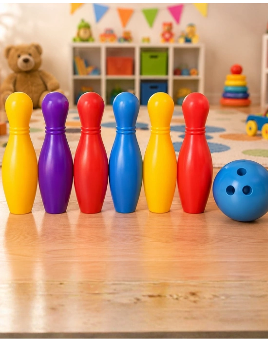 Renkli Çocuk Bowling Oyunu 6 Kukalı Eğitici Eğlence Seti