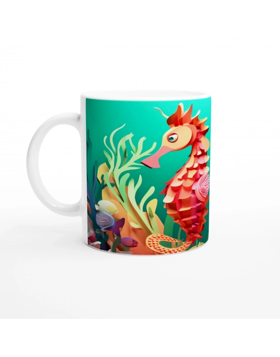 Renkli Denizatı Çifti Su Altı Temalı Kupa Bardak