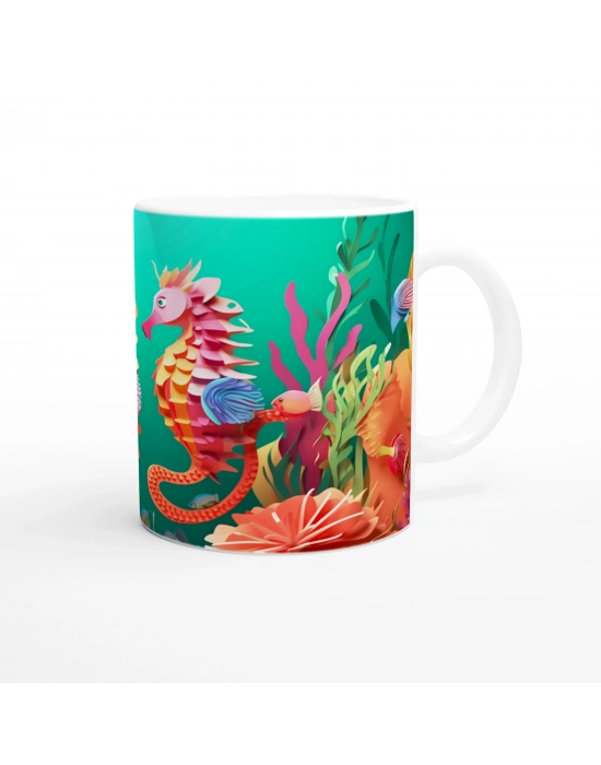 Renkli Denizatı Çifti Su Altı Temalı Kupa Bardak