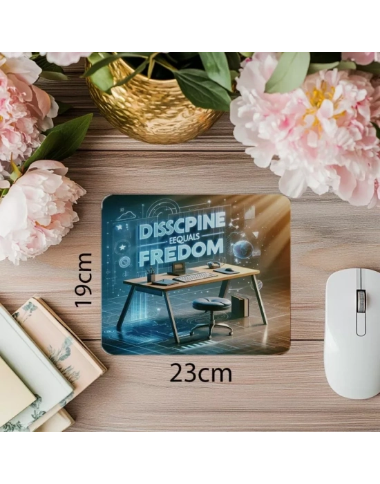 Renkli Disiplin ve Özgürlük Mesajlı Mousepad - 19x23 cm 2 mm Dikdörtgen İthal Baskılı Mouse Pad
